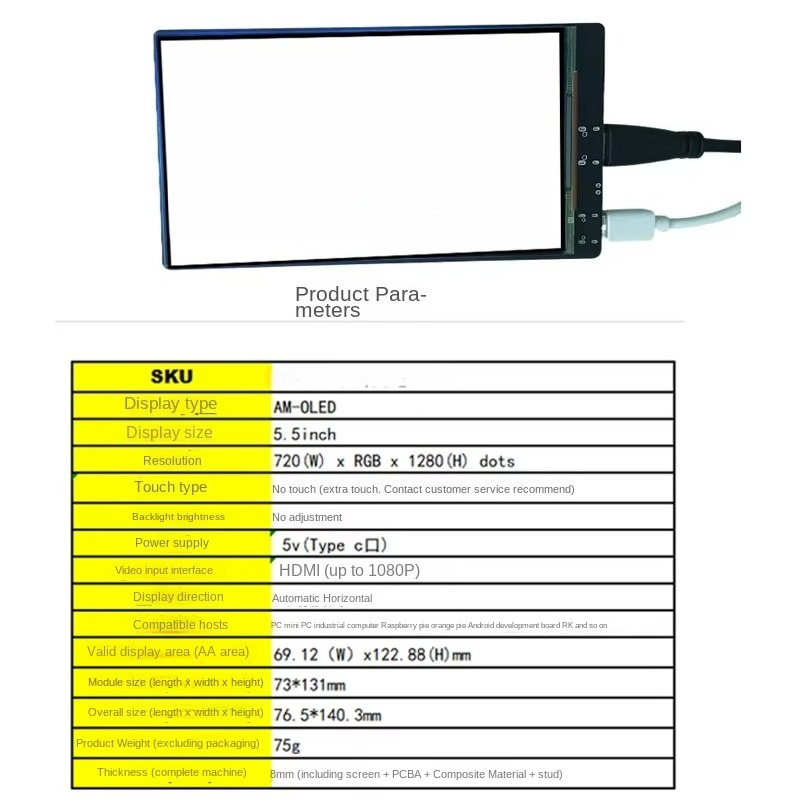 5.5-Inch Ultra-Clear HDMI Mini - Pi Display recension och pris